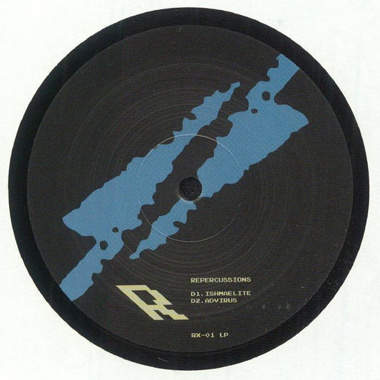 Contraportada del vinilo Bandulu - Repercussions, editado por Rawax en 2x12". Gráficos minimalistas con información del tracklist y sello discográfico.