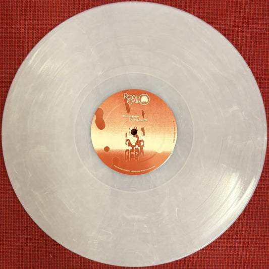 Contraportada del vinilo Gerd – Palm Leaves Remixes 12" Blanco Nieve Royal Oak, label naranja con créditos Deetron Remix y Deetron Dub Mix en la etiqueta central.