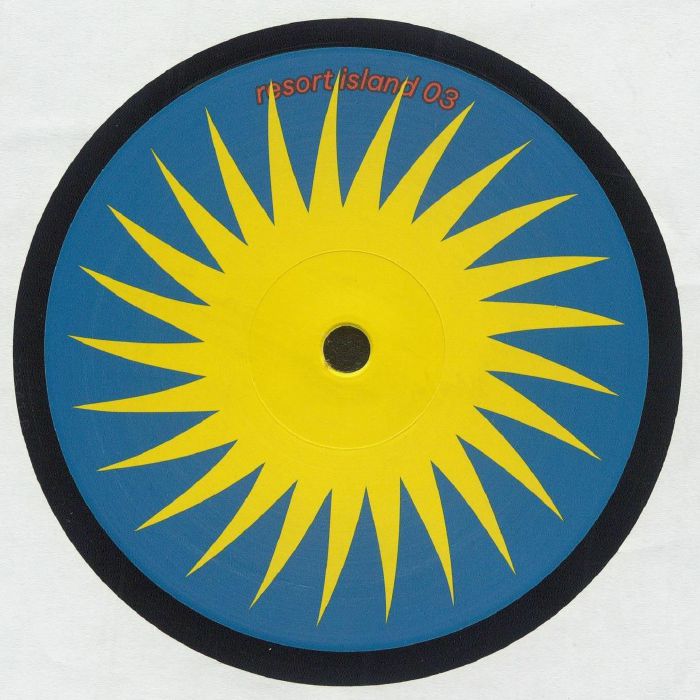 Etiqueta colorida lado B del vinilo Isolée – Chopstick! en 12" por Resort Island, con sol gráfico amarillo sobre fondo azul.