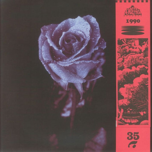 Contraportada del vinilo Moodymann – Silence In The Secret Garden mostrando rosa púrpura con gotas y obi strip rojo con logo de Peacefrog Records en reedición especial 2 x LP.