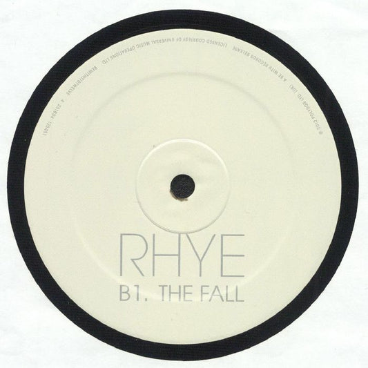 Etiqueta del lado B del vinilo de Rhye – The Fall, sin remix. Texto impreso: B1. THE FALL.