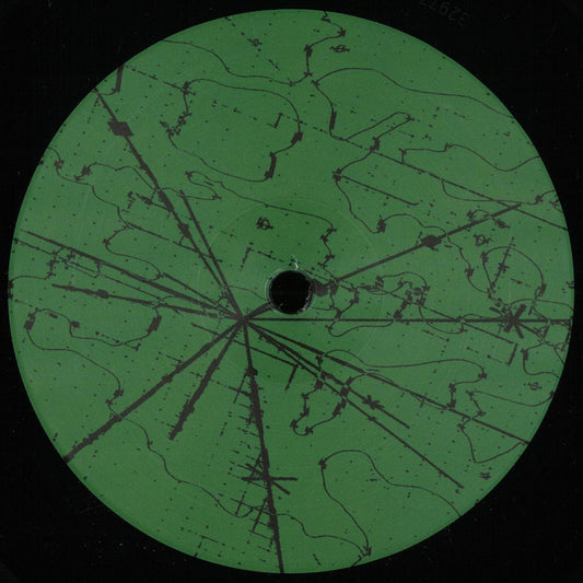 Lado B del vinilo 12" Rude Futures – Acid Reaction en Rush Hour Store Jams, etiqueta verde con gráfico abstracto radial oscuro.