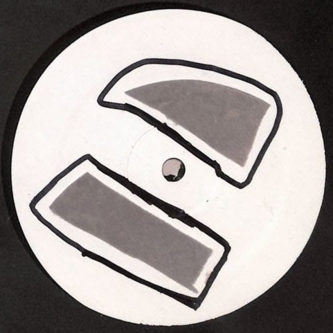 Etiqueta central del lado B del vinilo Scott Grooves – E2E4 Reframed, edición white label de Natural Midi con arte abstracto en blanco y negro.