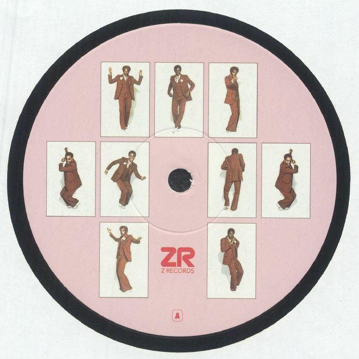 Portada trasera del vinilo de Varios Artistas – Hustle With Every Muscle, lanzado por Z Records en 12". Impreso con listado de temas, créditos y sello del lado B.