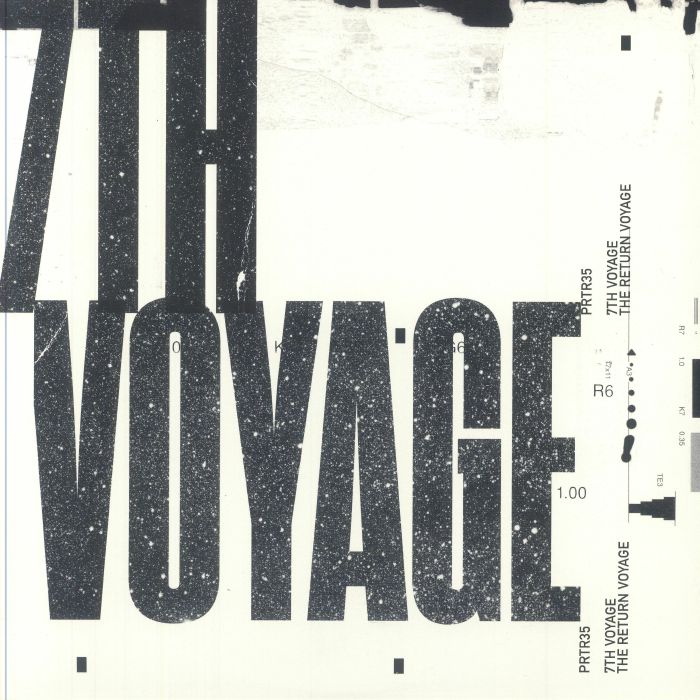 Portada delantera del vinilo 7th Voyage - The Return Voyage, lanzado por el sello Pariter en doble 12". Diseño abstracto con tipografía grande y texturizada.