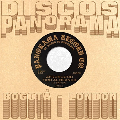 Portada del vinilo Afrosound / Wganda Kenya – Tiro Al Blanco / La Bomba, diseño beige de Discos Panorama.