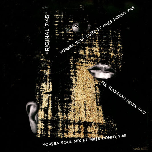 Contraportada del vinilo Anthony Nicholson – Nucleus Scene 1, 12” en Yoruba Records, arte oscuro con tipografías inclinadas y listado de pistas con duraciones visibles.