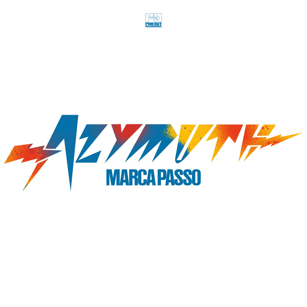 Portada del vinilo Azymuth – Marca Passo con arte gráfico colorido y logo en estilo retro sobre fondo blanco.
