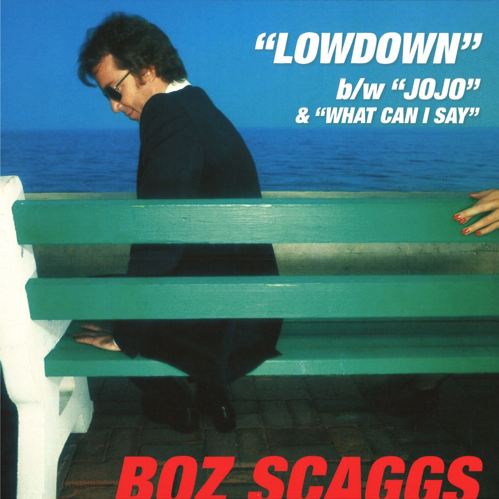 Portada delantera del vinilo Boz Scaggs – Lowdown, publicado por Columbia. El vinilo es un 12", reedición, verde. Texto impreso: “Lowdown” b/w “Jojo” & “What Can I Say”.