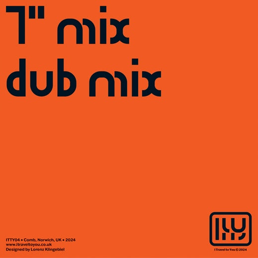 Contraportada del vinilo Comb Edits – Por Amor con pistas “7" mix” y “dub mix” impresas sobre fondo naranja brillante.