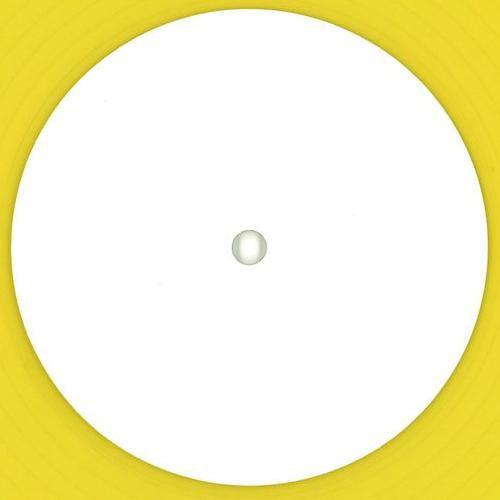 Cara B del vinilo Corrado Bucci – Open Your Eyes de Rebirth, edición limitada 10" amarilla, con etiqueta central completamente blanca sobre el disco amarillo, mostrando un diseño minimalista sin texto ni gráficos.