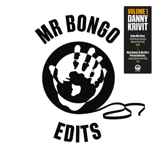 Portada del vinilo Danny Krivit – Mr Bongo Edits Volume 1, con logotipo de Mr Bongo y etiqueta negra y amarilla.