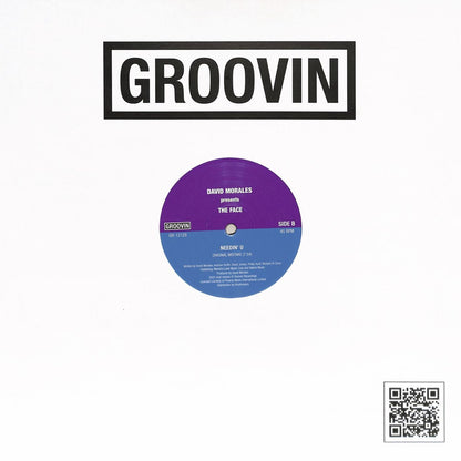 Contraportada del vinilo David Morales Presents The Face – Needin' U, lado B visible con código QR y logo Groovin Recordings.