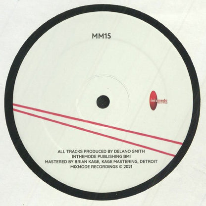 Portada trasera del vinilo Delano Smith – Deeper Fundamentals 2, publicado por Mixmode Recordings en formato 12". Incluye créditos de producción, mastering y sello discográfico.