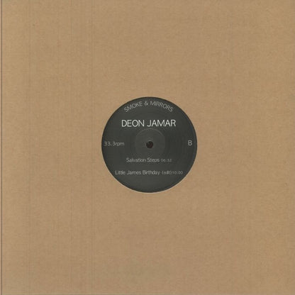 Contraportada del vinilo Deon Jamar – Heavennnnnn con la etiqueta central del lado B parcialmente visible a través de la funda kraft.