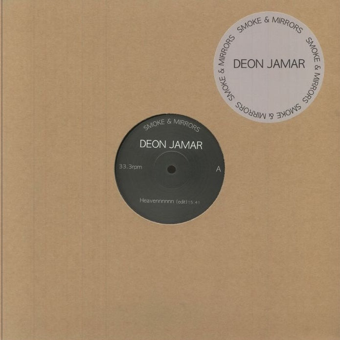 Funda frontal del vinilo Deon Jamar – Heavennnnnn en formato 12", con centro visible del lado A y adhesivo circular del sello Smoke & Mirrors.