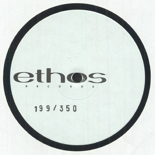 Etiqueta central del vinilo DimDJ – Welcome To This World EP en Ethos Records, edición numerada 12", con logo en negro y número 199/350 claramente visible.