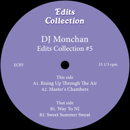 Etiqueta central violeta del vinilo DJ Monchan – Edits Collection #5 en 12", sello Edits Collection, lado A con pistas y catálogo EC05.