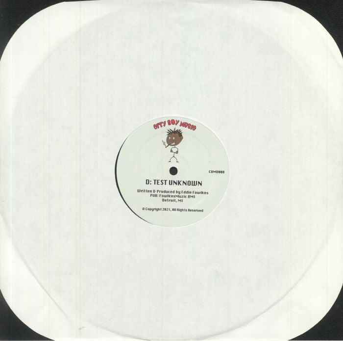 Contraportada del vinilo Eddie Fowlkes – Knucklehead Series 1, bajo el sello City Boy. D: Test Unknown, créditos de producción.
