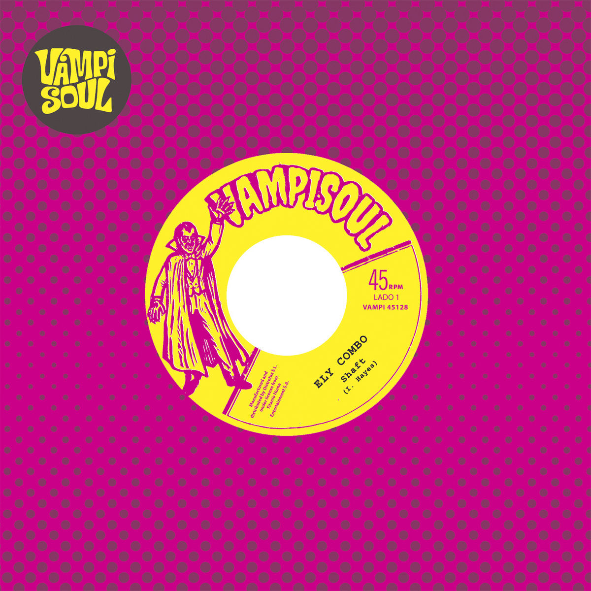 Portada del vinilo Ely Combo – Shaft / Express Yourself con diseño magenta y amarillo de Vampi Soul.
