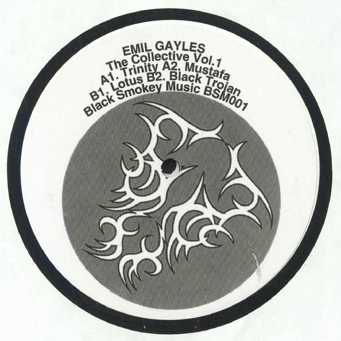 Vinilo Emil Gayles – The Collective Vol. 1, lado B con logo central y tracklist A1, A2, B1 y B2 impreso en la etiqueta.