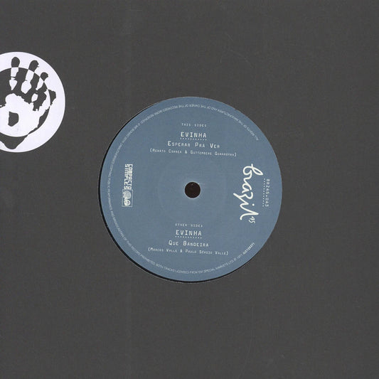 Etiqueta central del vinilo 7" sencillo Evinha – Esperar Pra Ver / Que Bandeira de Mr Bongo, lado A, con créditos y catálogo BRZ45.043.