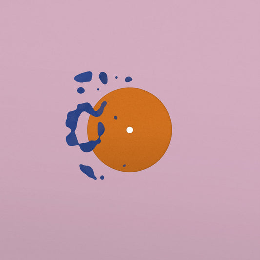 Portada del vinilo ex_libris – 002, edición limitada 12” con arte minimalista en tonos rosa, naranja y detalles azules.