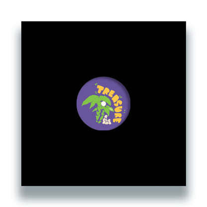 Portada del vinilo F.R. – Treasure EP 9 en formato 12", con diseño llamativo de Treasure Records: palmera ilustrada en el centro del sobre negro con etiqueta visible.