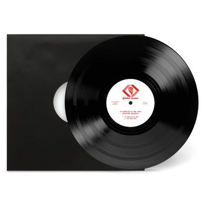 Vinilo Fugitive Artifact – In Service To The Jack fuera de su funda negra, con etiqueta central blanca y roja del lado A.