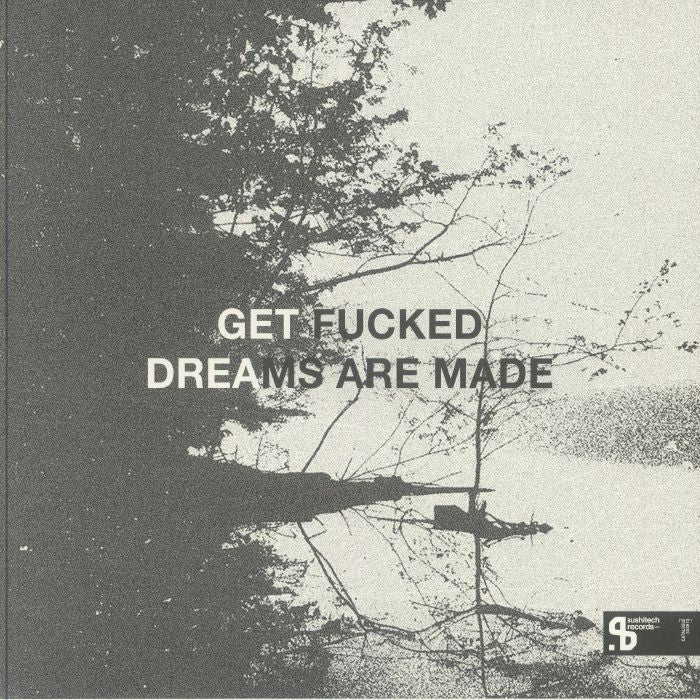 Portada delantera del vinilo Get Fucked – Dreams Are Made, lanzado por Sushitech Records en formato 10". Diseño minimalista con tonos oscuros y textura granulada.