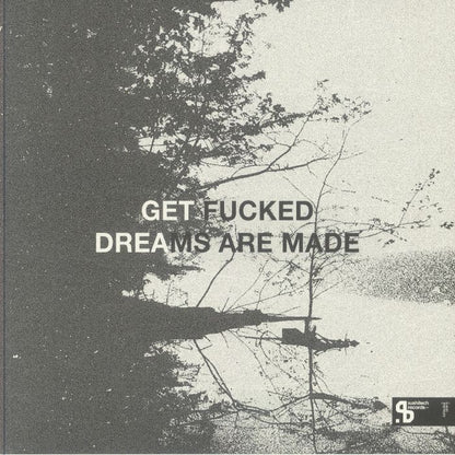 Portada delantera del vinilo Get Fucked – Dreams Are Made, lanzado por Sushitech Records en formato 10". Diseño minimalista con tonos oscuros y textura granulada.