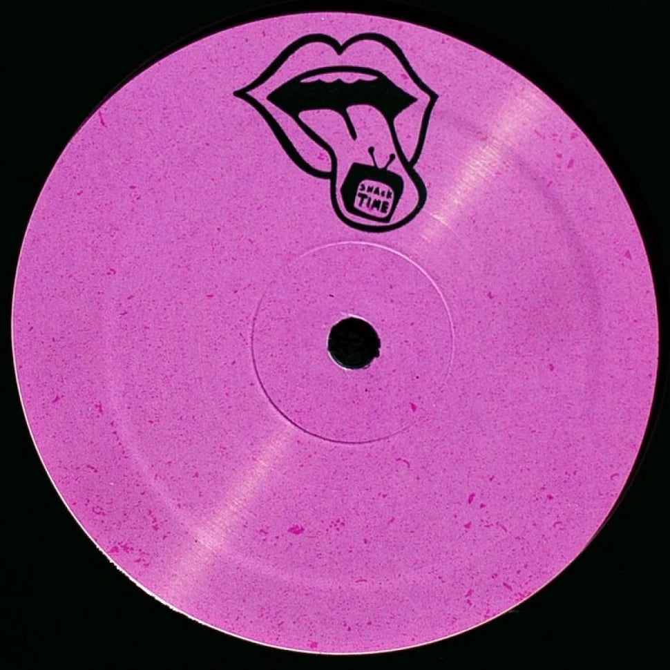 Lado A del vinilo Gino / Satta Don Dada – The Pink Record, detalle de etiqueta rosa con logo de Snack Time.