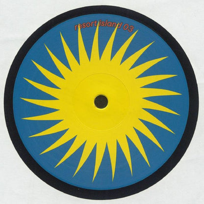 Etiqueta colorida lado B del vinilo Isolée – Chopstick! en 12" por Resort Island, con sol gráfico amarillo sobre fondo azul.