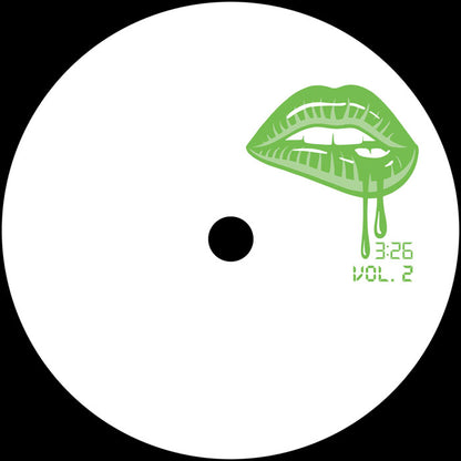 Etiqueta del lado A del vinilo Jamie 3:26 – Dancefloor Damage Vol. 2 de 12", editado por 3:26 Records. Texto impreso: "3:26 VOL. 2".