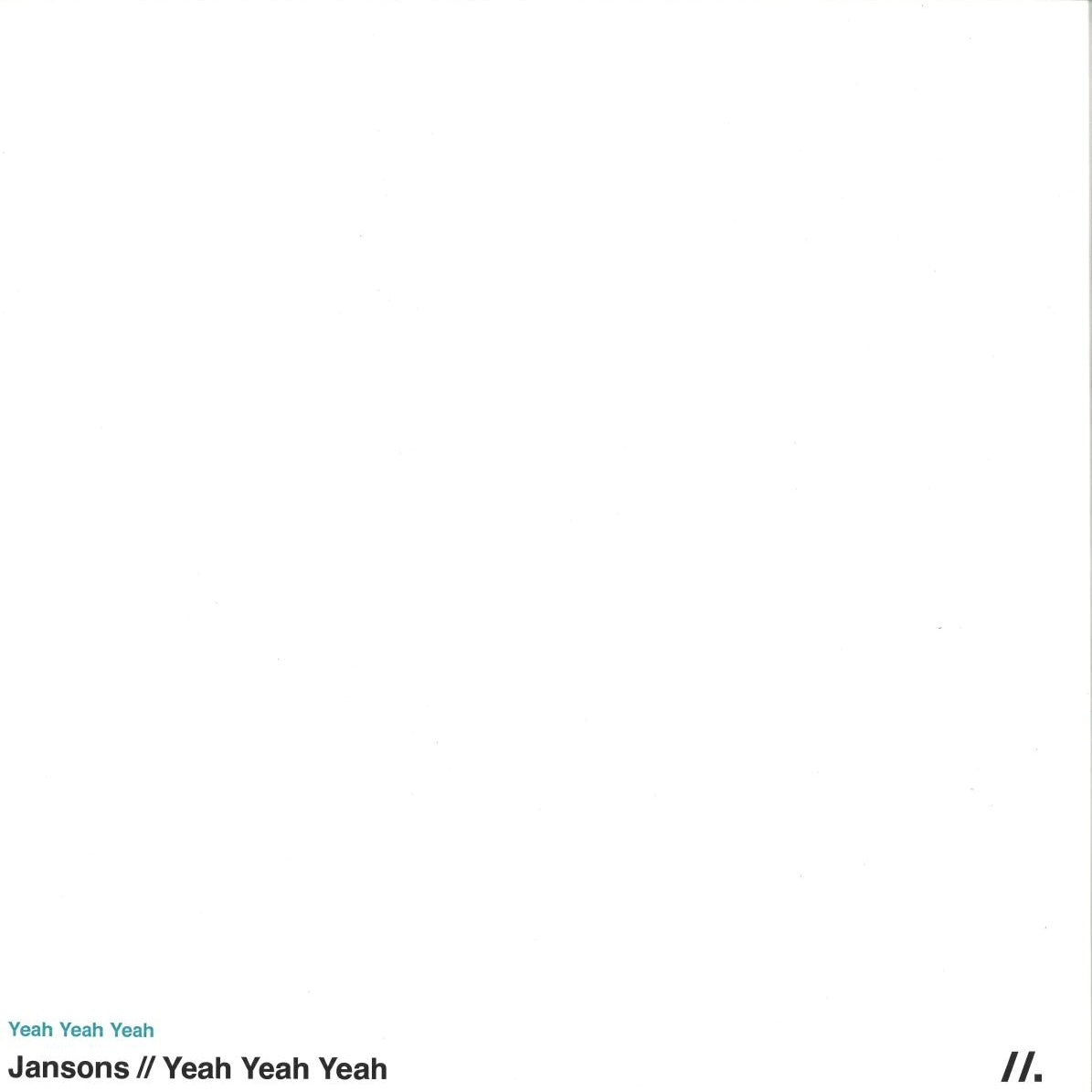 Contraportada blanca y limpia del vinilo Jansons – Yeah Yeah Yeah en 12" Homegrown, con tipografía discreta y estilo minimal.