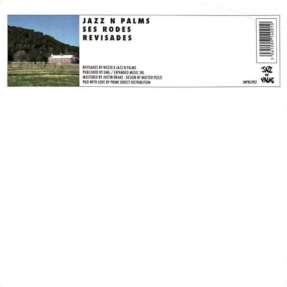 Portada minimalista del vinilo Jazz N Palms – Ses Rodes Revisades 2xLP blanco con arte sobrio.