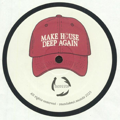 Etiqueta central lado B del vinilo Joe Babylon – All Caps EP, sello Roundabout Sounds, con arte gráfico y catálogo RS022D destacado.