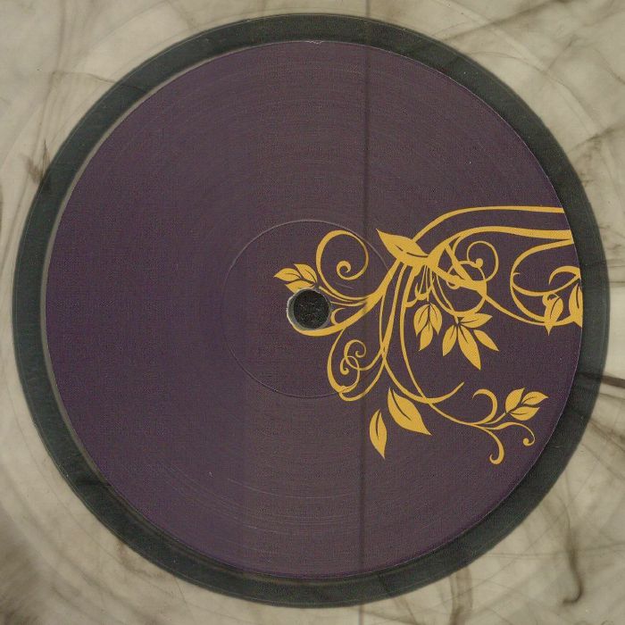 Detalle del lado A del vinilo Lesterr – 2 Jahre Dazwischen EP con ilustración floral en púrpura y dorado.