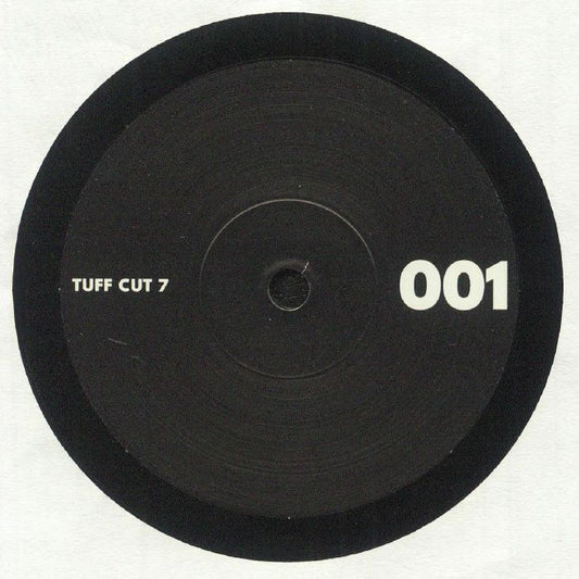 Etiqueta central negra del vinilo LNTG – The Day Is Lovely / Love About en formato 7" promo, con el logo Tuff Cut 7 y número de catálogo 001 en tipografía blanca.