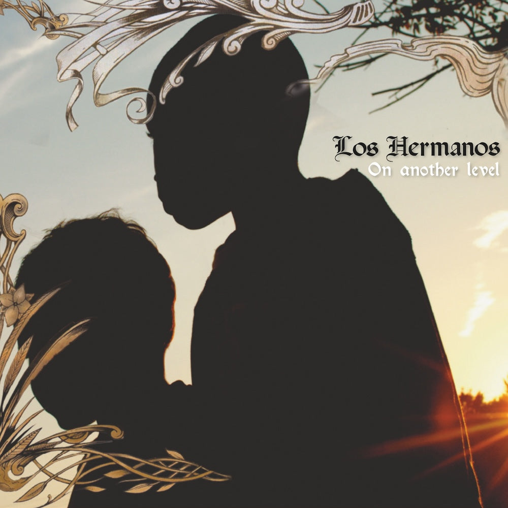 Portada delantera del vinilo Los Hermanos - On Another Level, lanzado por el sello Los Hermanos en formato 2xLP. Muestra una silueta al atardecer con detalles ornamentales.