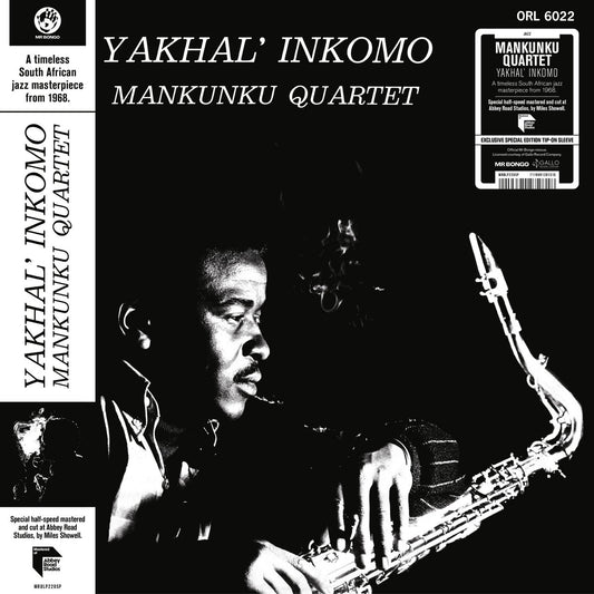 Portada del vinilo Mankunku Quartet – Yakhal' Inkomo (Special Edition), con retrato y saxofón en blanco y negro.