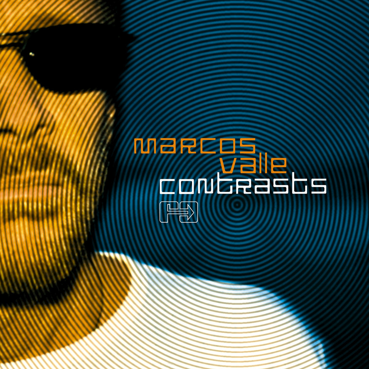 Portada del vinilo Marcos Valle – Contrasts en edición 12" LP por Far Out Recordings, diseño psicodélico en azul y naranja.