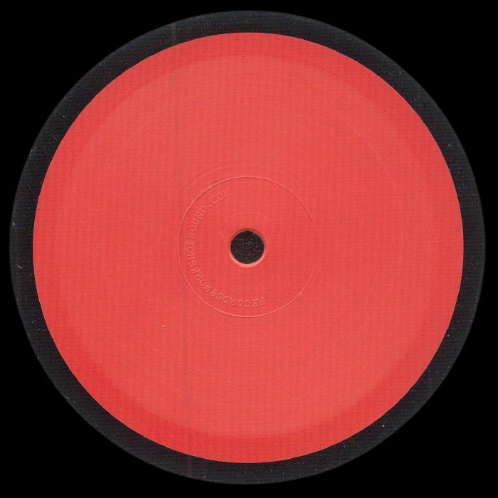 Lado B del vinilo MD / Lowtec – Workshop 33 con centro rojo liso y detalles grabados en relieve apenas visibles.