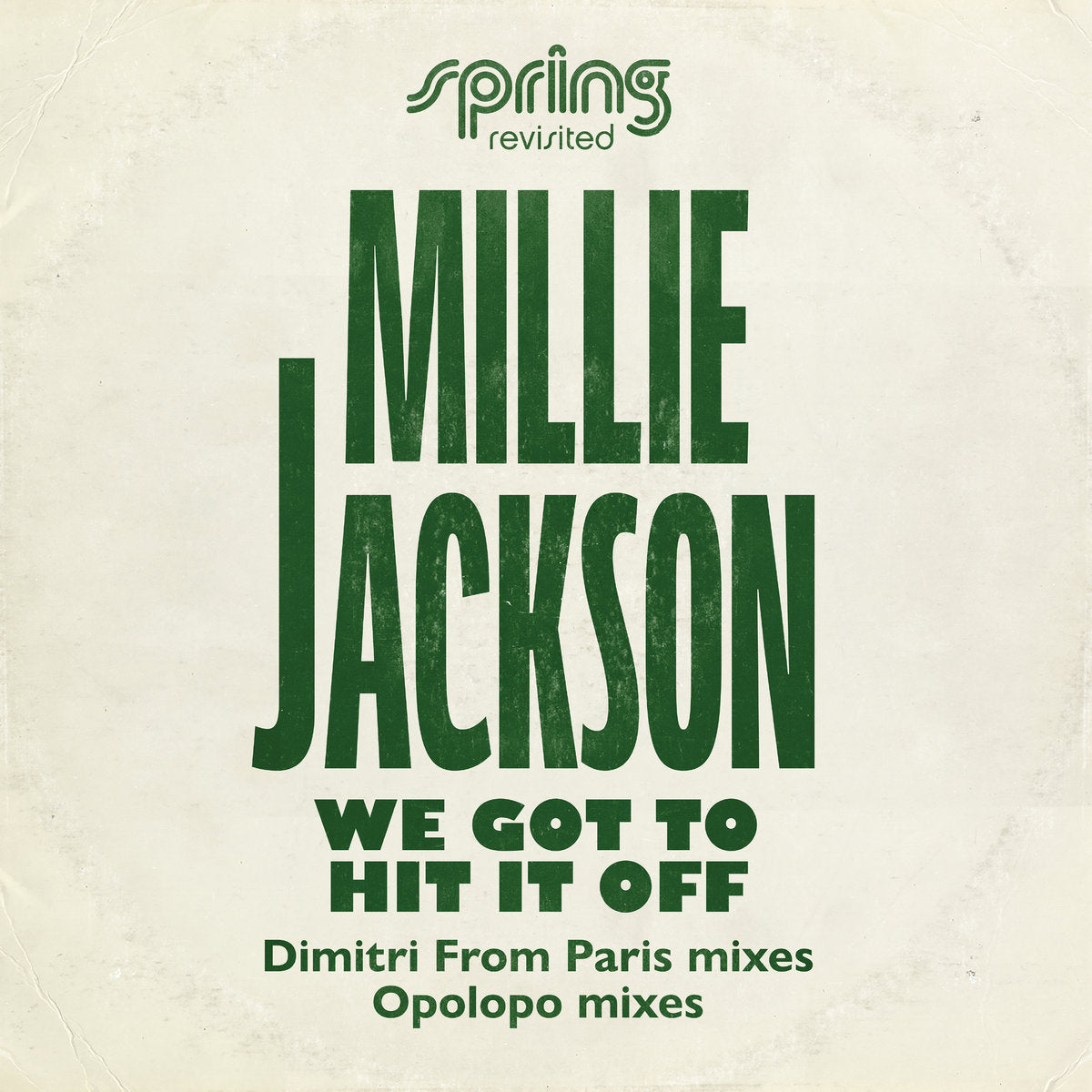 Portada del vinilo Millie Jackson – We Got To Hit It Off, edición 12" limitada del sello Acid Jazz, con diseño limpio y tipografía retro.