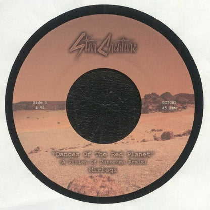 Lado A del vinilo de Mirlaqi – Dances Of The Red Planet, editado por Star Creature. Impreso: Side 1, 4:51, A Vision Of Panorama Remix.