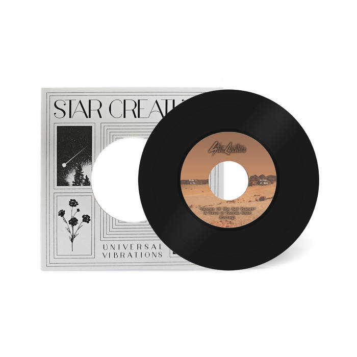 Portada delantera del vinilo de Mirlaqi – Dances Of The Red Planet, publicado por el sello Star Creature. Impreso: Universal Vibrations.