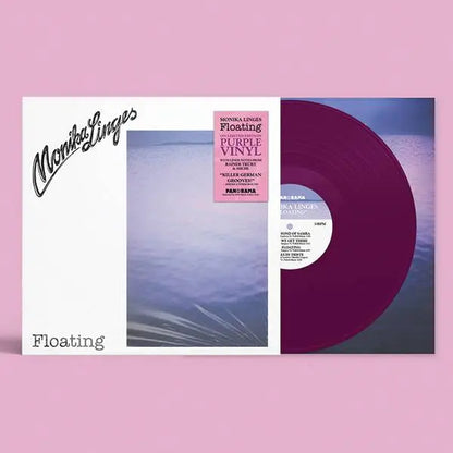 Vinilo morado edición limitada de Monika Linges – Floating en formato LP con portada desplegada y etiqueta central visible.