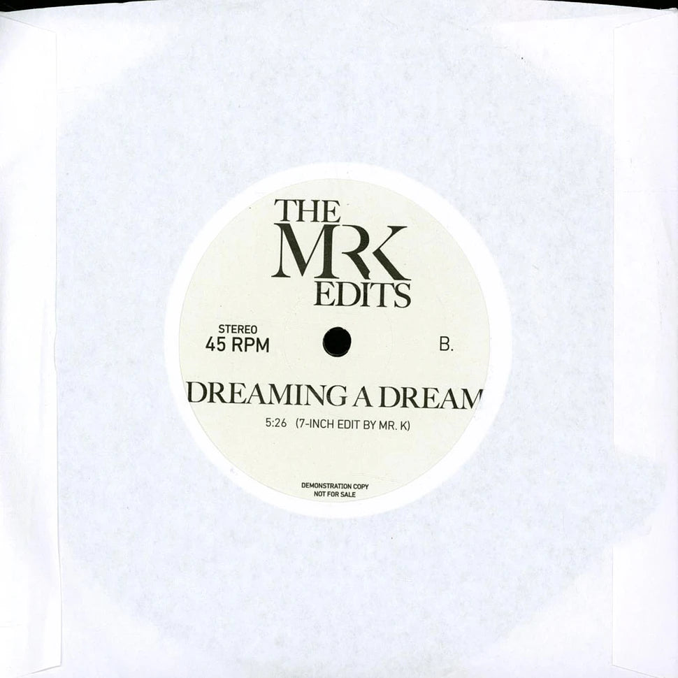 Lado B del vinilo Mr. K – Body To Body / Dreaming A Dream, con etiqueta The MR K Edits y título Dreaming A Dream.