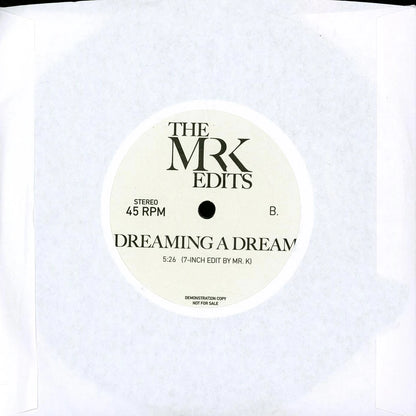Lado B del vinilo Mr. K – Body To Body / Dreaming A Dream, con etiqueta The MR K Edits y título Dreaming A Dream.