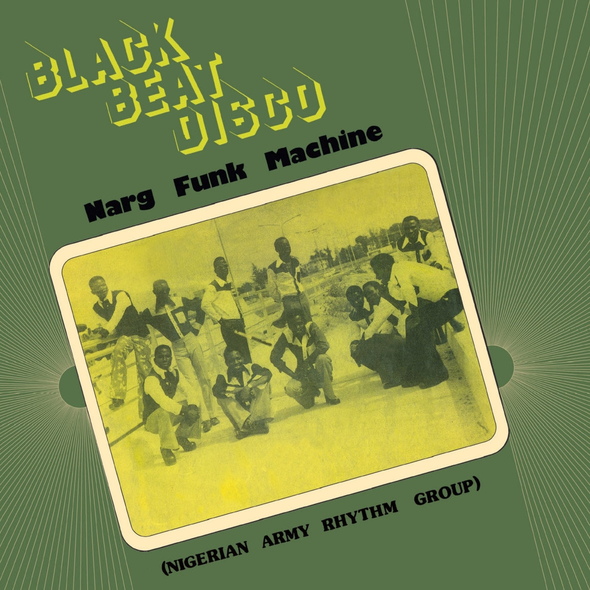 Portada del vinilo Narg Funk Machine – Black Beat Disco, LP original de Dig This Way Records con arte psicodélico verde y foto vintage de la banda.